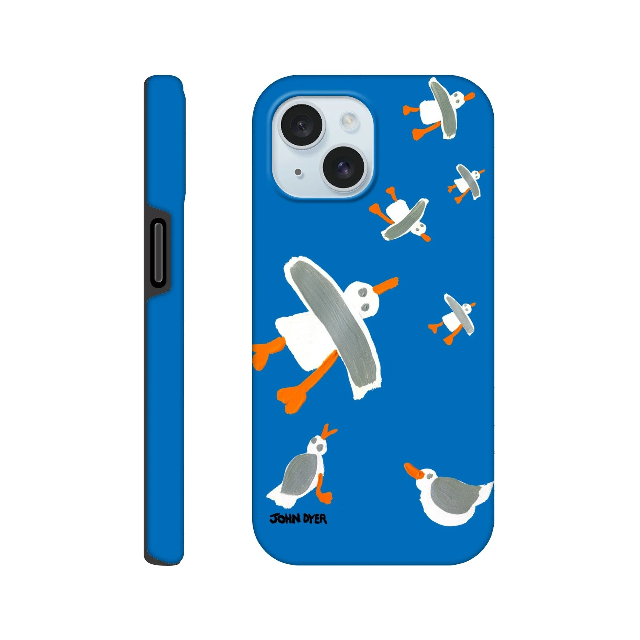 Tough Art Phone Case. Cornish Seagulls - Blue Colour. Artist John Dyer. Cornwall Art Gallery - Image 33