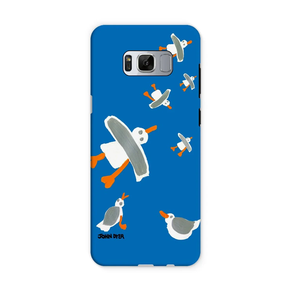 Tough Art Phone Case. Cornish Seagulls - Blue Colour. Artist John Dyer. Cornwall Art Gallery - Image 9