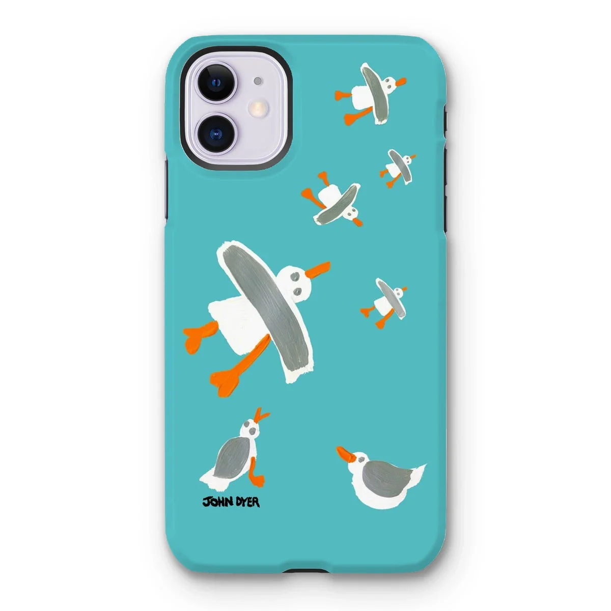 Tough Art Phone Case. Cornish Seagulls - Teal Colour. Artist John Dyer. Cornwall Art Gallery - Image 11