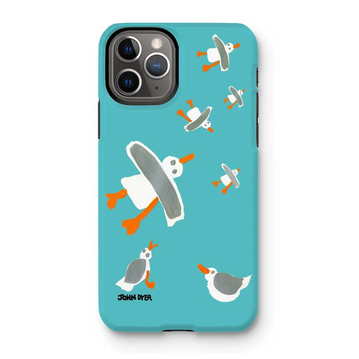 Tough Art Phone Case. Cornish Seagulls - Teal Colour. Artist John Dyer. Cornwall Art Gallery - Image 12