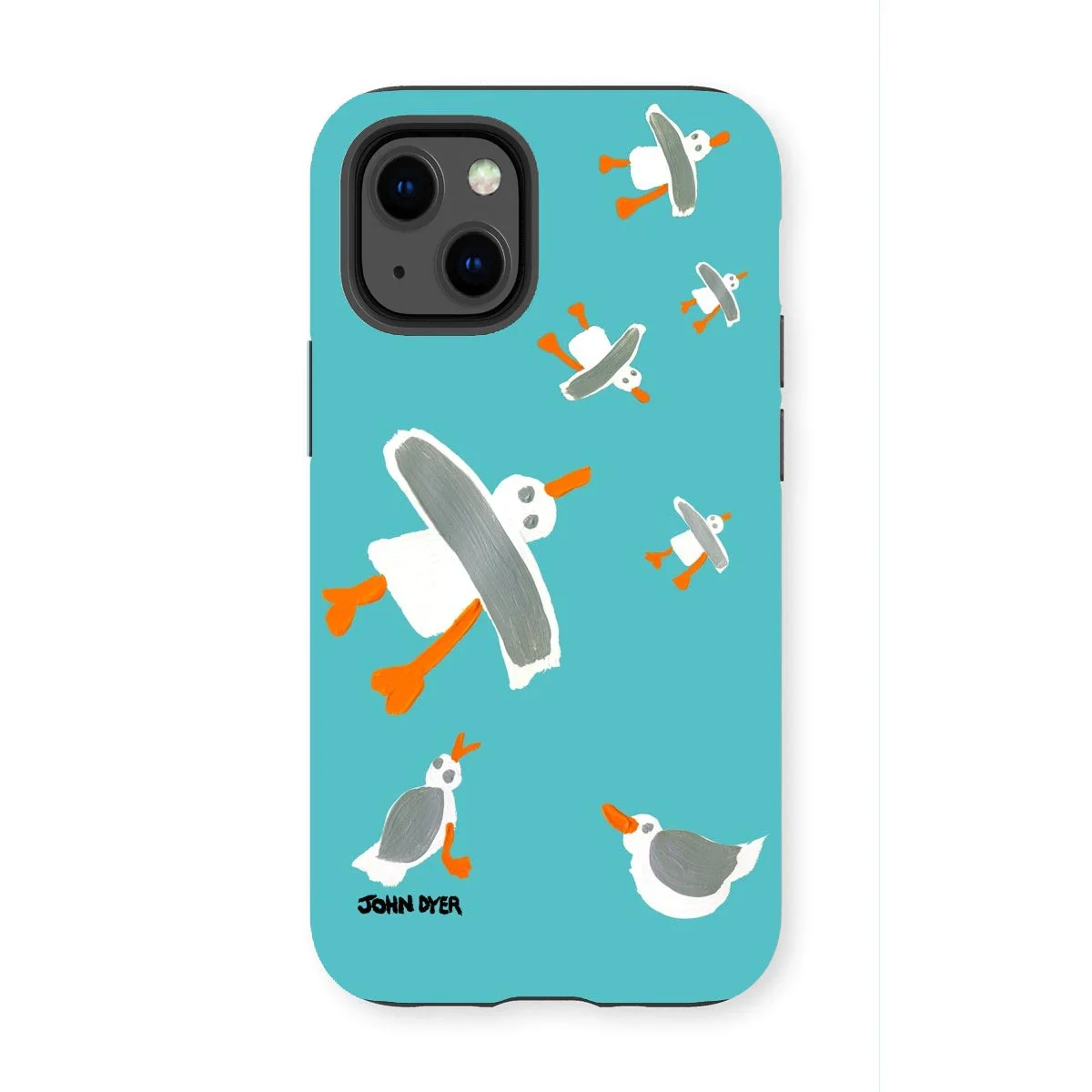 Tough Art Phone Case. Cornish Seagulls - Teal Colour. Artist John Dyer. Cornwall Art Gallery - Image 2