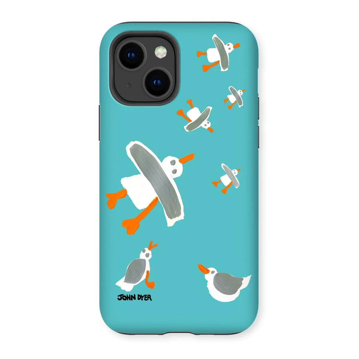 Tough Art Phone Case. Cornish Seagulls - Teal Colour. Artist John Dyer. Cornwall Art Gallery - Image 24