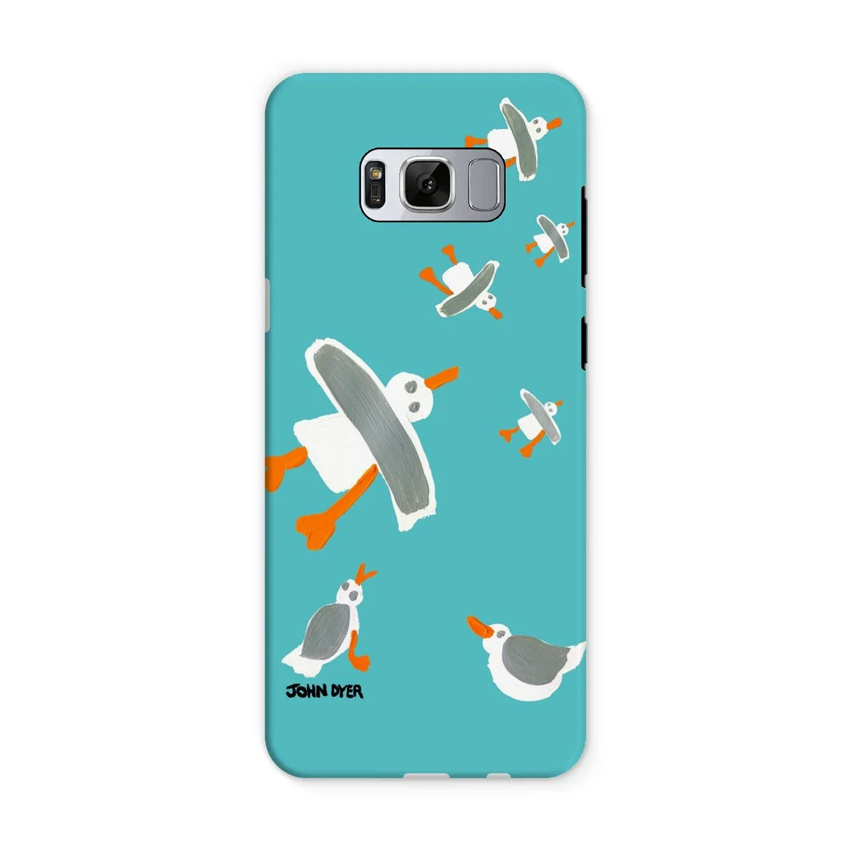 Tough Art Phone Case. Cornish Seagulls - Teal Colour. Artist John Dyer. Cornwall Art Gallery - Image 9