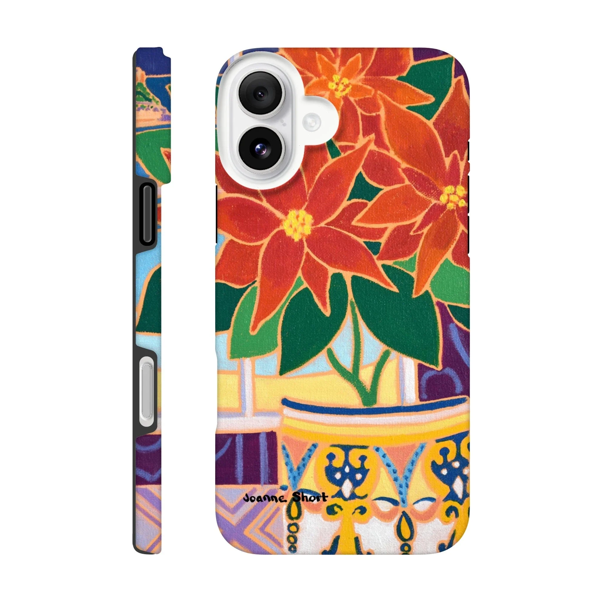 Tough Art Phone Case. Poinsettia. Artist Joanne Short. Cornwall Art Gallery - Image 5