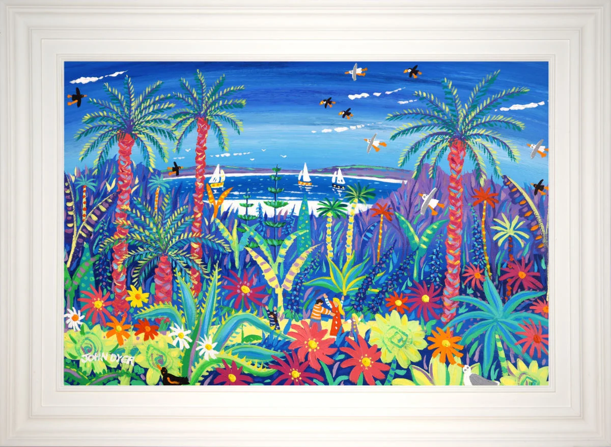 'Tropical Adventure, Tresco Abbey Gardens', 24x36 inches acrylic on board. Cornwall Art Gallery Painting by Cornish Artist John Dyer - Image 2