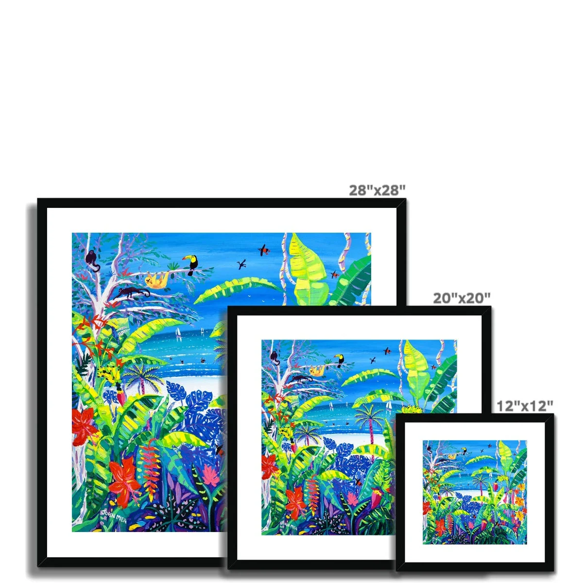 John Dyer Framed Open Edition Caribbean Rainforest Art Print. 'Tropical Banana Wildlife Beach, Costa Rica'. - Image 5