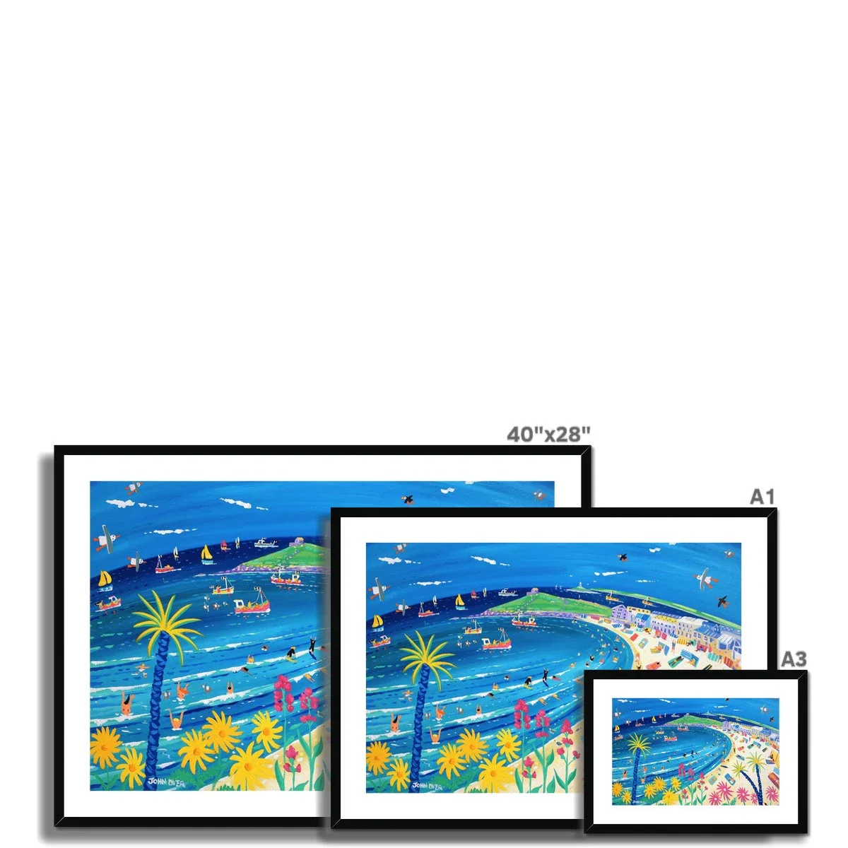 John Dyer Framed Open Edition Cornish Art Print. 'Tropical Days at Porthmeor Beach, St Ives'. Cornwall Art Gallery - Image 7