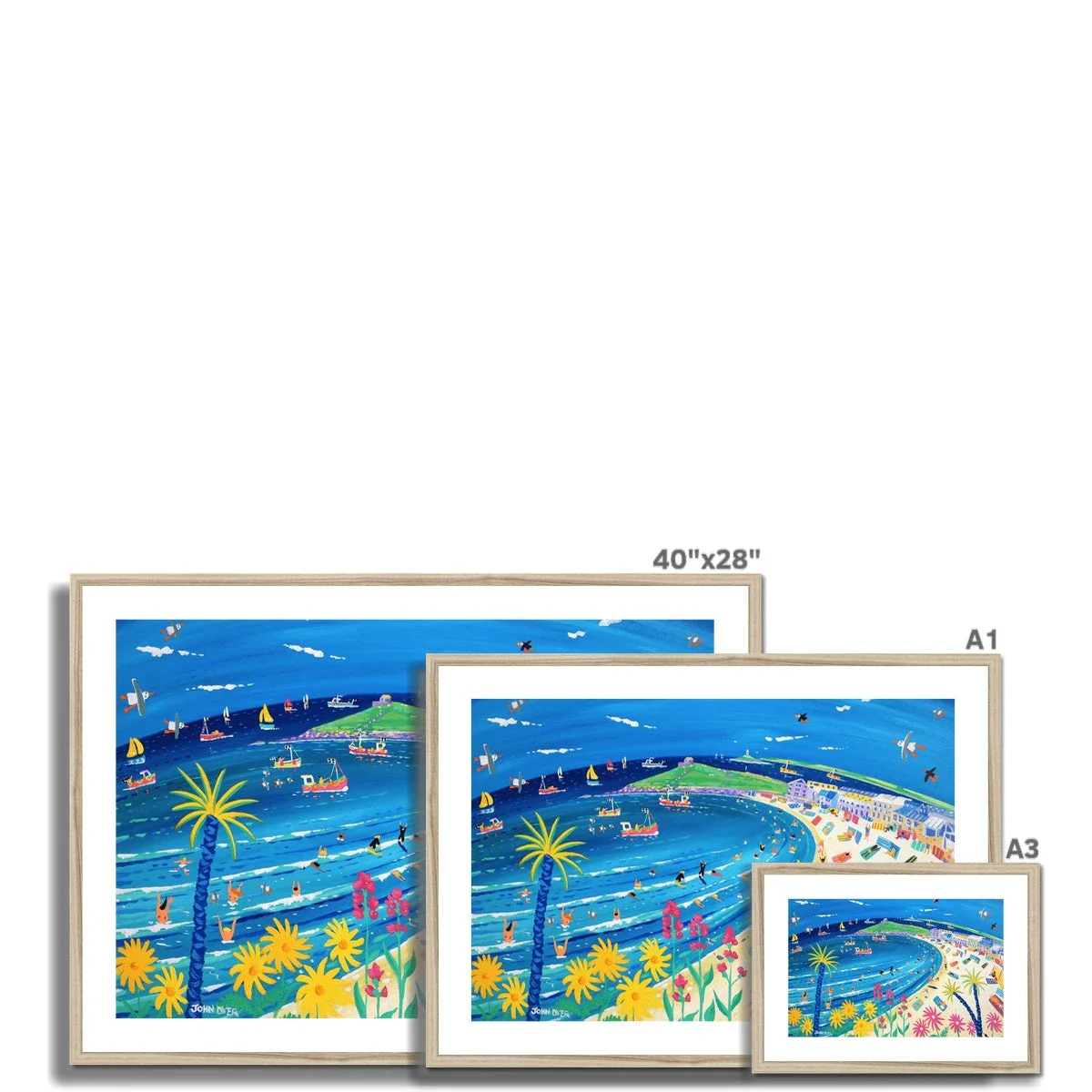 John Dyer Framed Open Edition Cornish Art Print. 'Tropical Days at Porthmeor Beach, St Ives'. Cornwall Art Gallery - Image 9