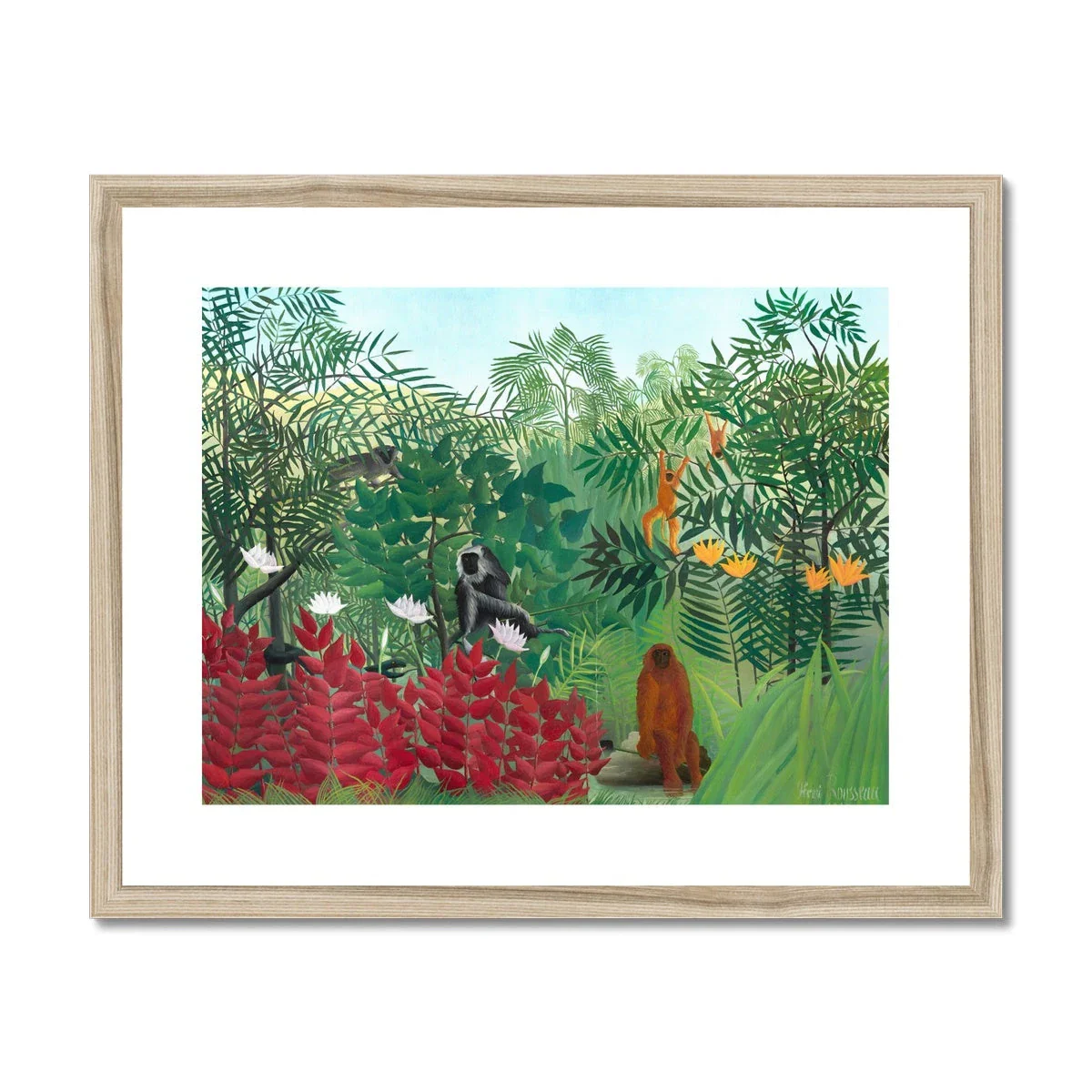 Henri Rousseau Framed Open Edition Art Print. 'Tropical Forest with Monkeys'. Art Gallery Historic Art - Image 3