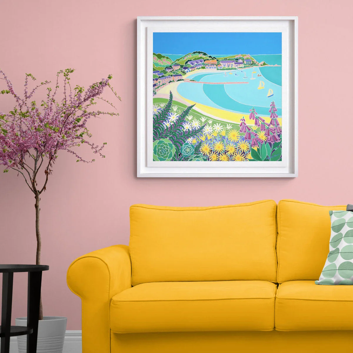 'Turquoise Tides and Island Skies, Tresco’. 24x24 inches oil on canvas. Painting of Cornwall by Cornish Artist Joanne Short - Image 3