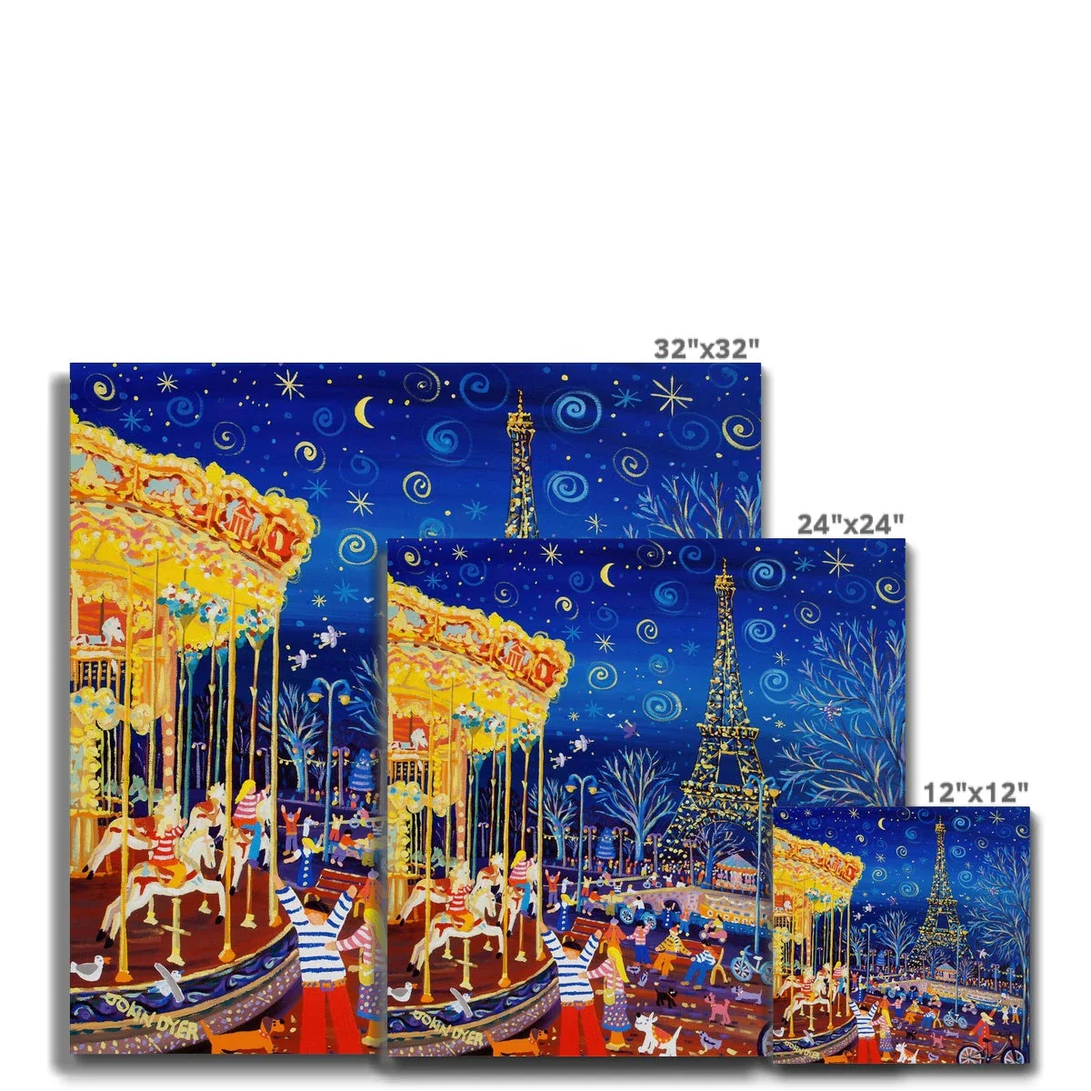 Twinkling Lights and Carousel Delights, Paris, Eiffel Tower. Canvas Art Print by John Dyer - Image 5