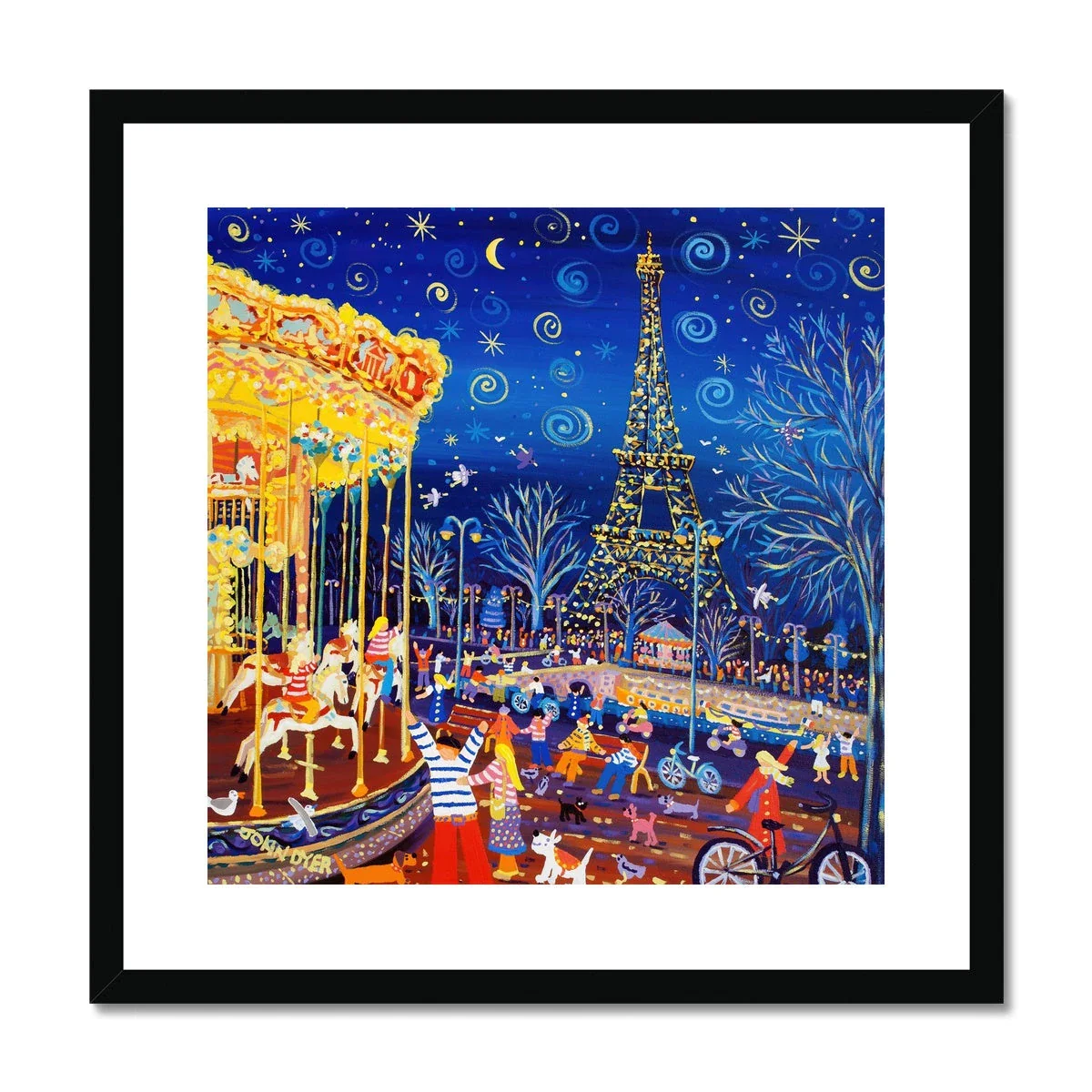 John Dyer Framed Open Edition French Art Print 'Twinkling Lights and Carousel Delights, Paris, Eiffel Tower' French Art Gallery - Image 2