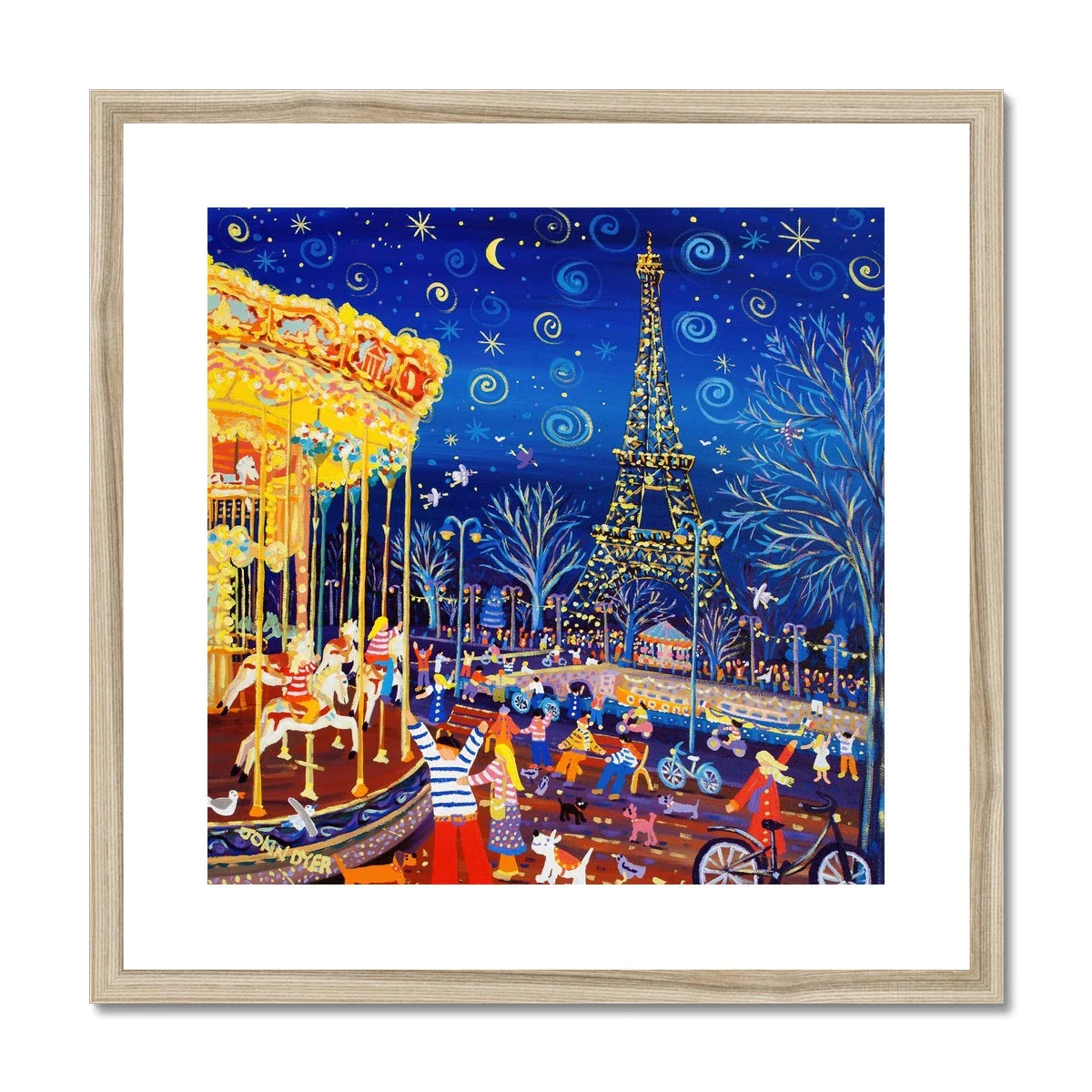 John Dyer Framed Open Edition French Art Print 'Twinkling Lights and Carousel Delights, Paris, Eiffel Tower' French Art Gallery - Image 3