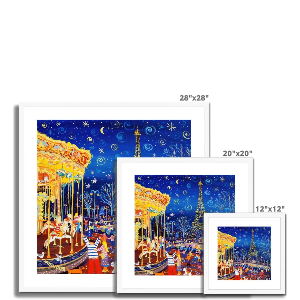 John Dyer Framed Open Edition French Art Print 'Twinkling Lights and Carousel Delights, Paris, Eiffel Tower' French Art Gallery - Image 4