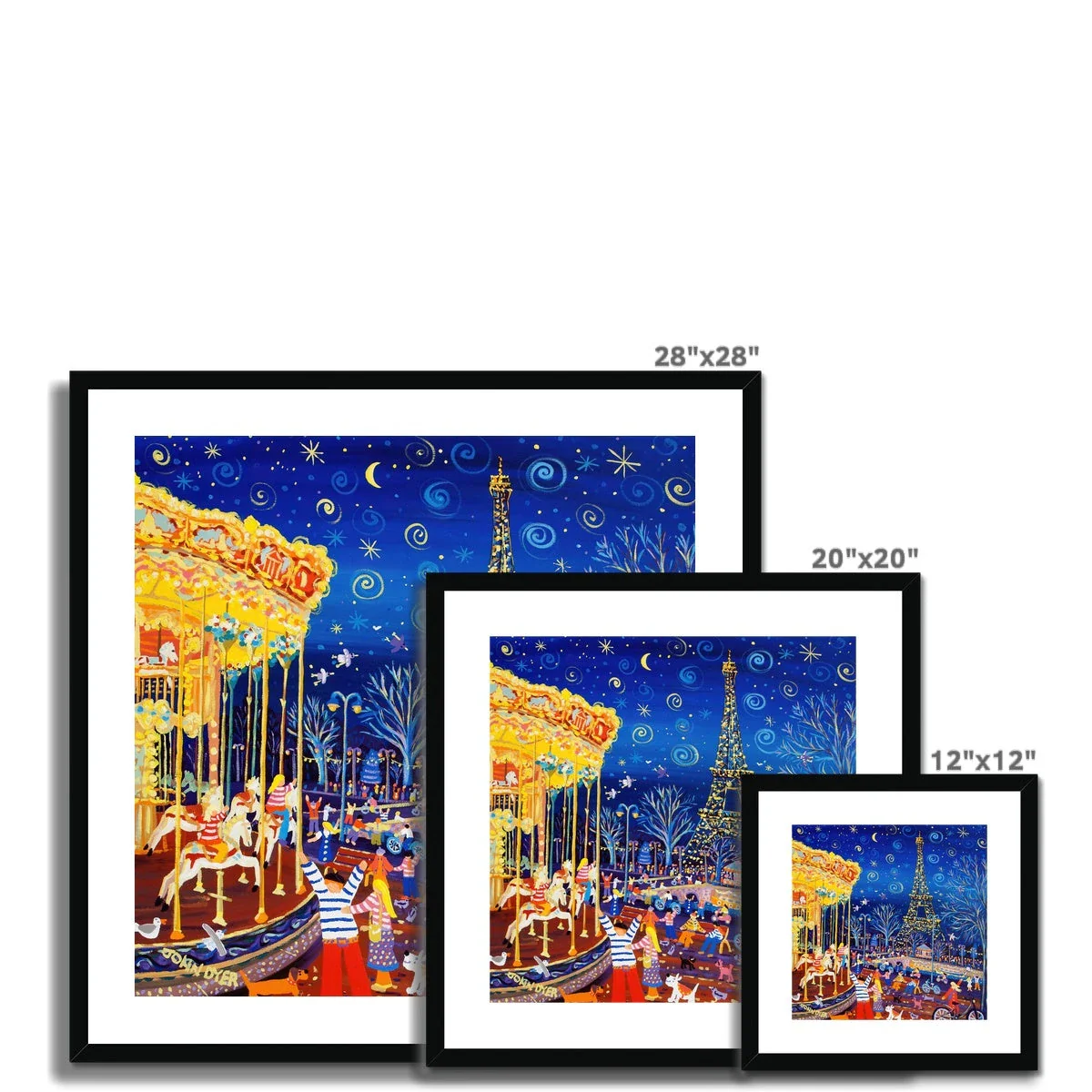 John Dyer Framed Open Edition French Art Print 'Twinkling Lights and Carousel Delights, Paris, Eiffel Tower' French Art Gallery - Image 5