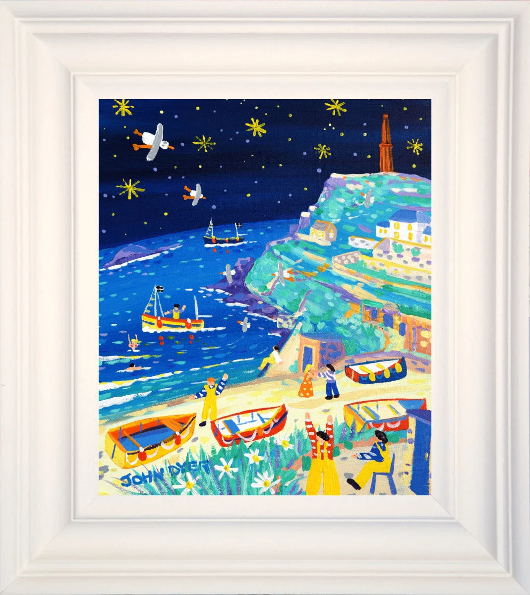 'Twinkling Stars, Cape Cornwall', 12x10 inches original art acrylic on canvas. Paintings of Cornwall by Cornish Artist John Dyer. Cornwall Art Gallery - Image 2