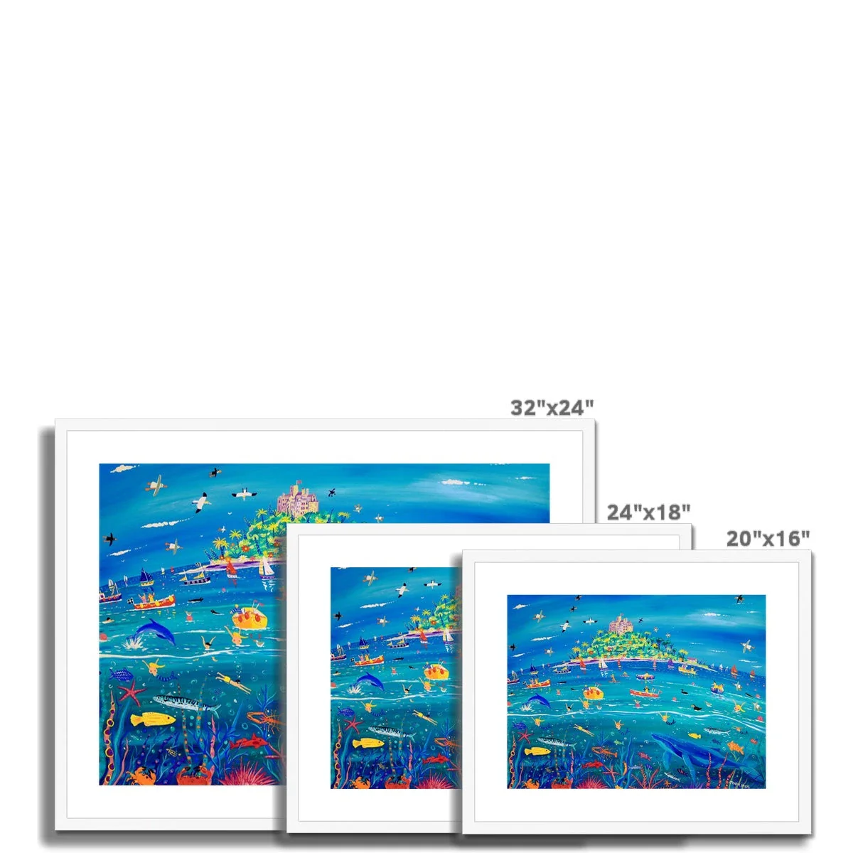 John Dyer Framed Open Edition Cornish Art Print. 'Underwater Wonders, Mount’s Bay Whale'. Cornwall Art Gallery Animal Art Prints - Image 10