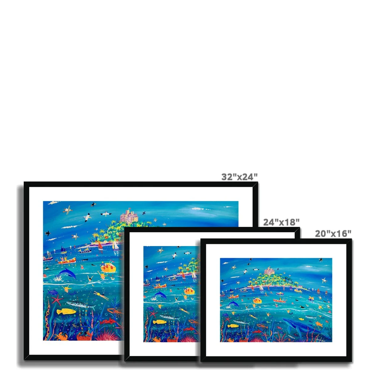 John Dyer Framed Open Edition Cornish Art Print. 'Underwater Wonders, Mount’s Bay Whale'. Cornwall Art Gallery Animal Art Prints - Image 11