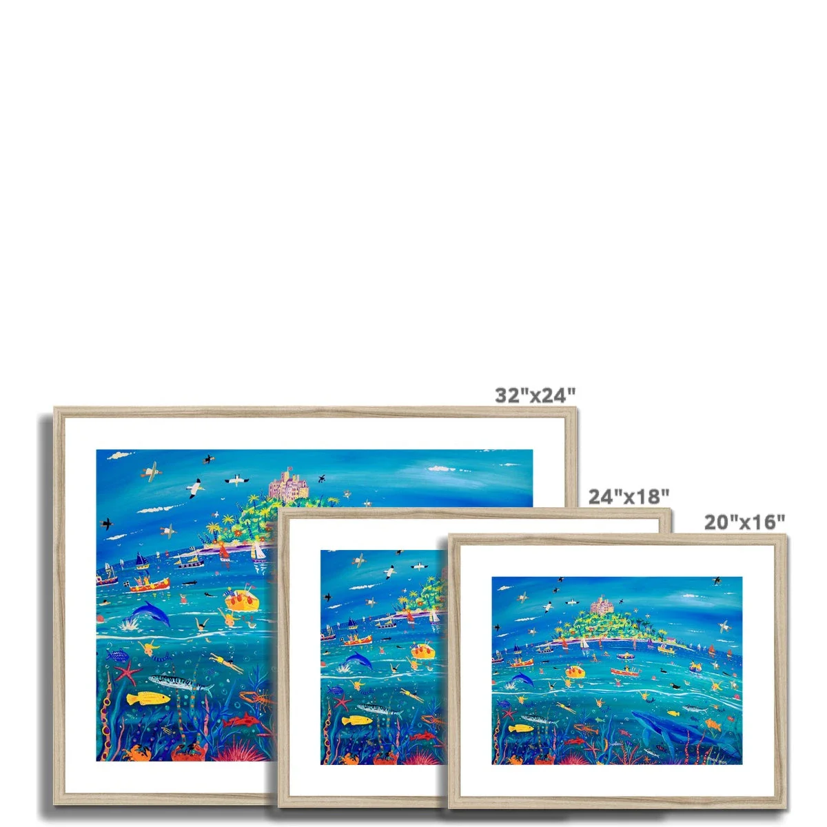 John Dyer Framed Open Edition Cornish Art Print. 'Underwater Wonders, Mount’s Bay Whale'. Cornwall Art Gallery Animal Art Prints - Image 12