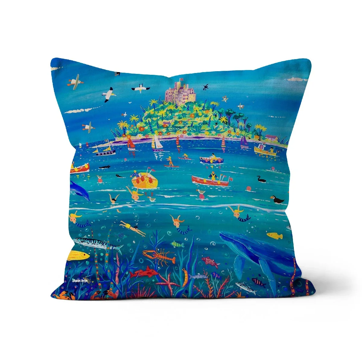 Underwater Wonders St Michael's Mount Whale, Art Cushion by John Dyer - Image 13