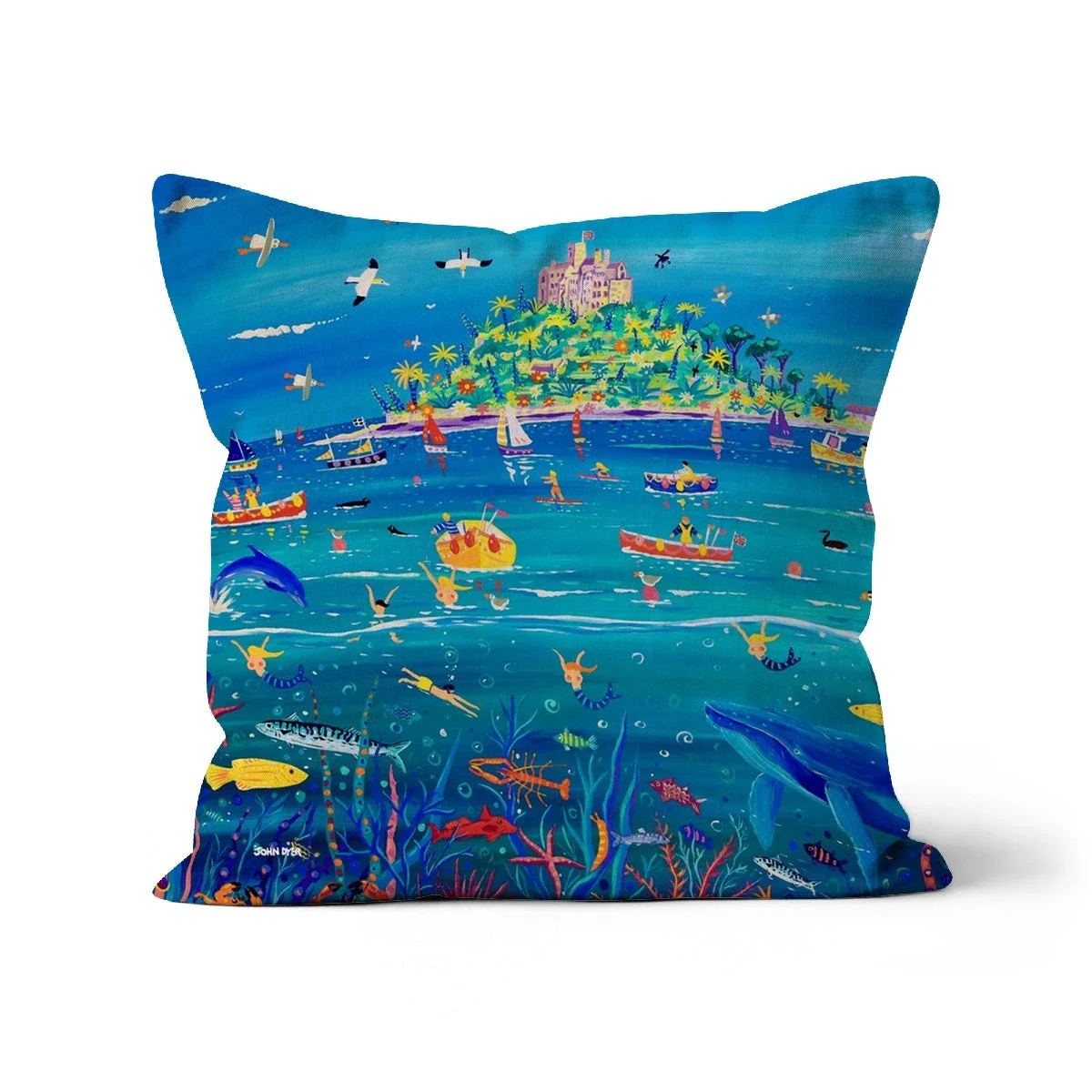 Underwater Wonders St Michael's Mount Whale, Art Cushion by John Dyer - Image 2