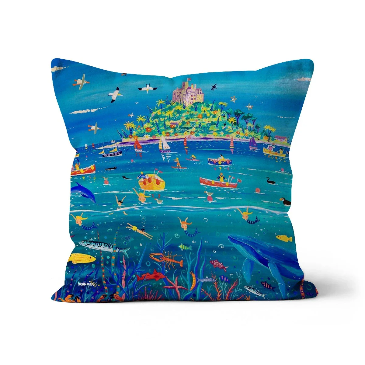 Underwater Wonders St Michael's Mount Whale, Art Cushion by John Dyer - Image 5