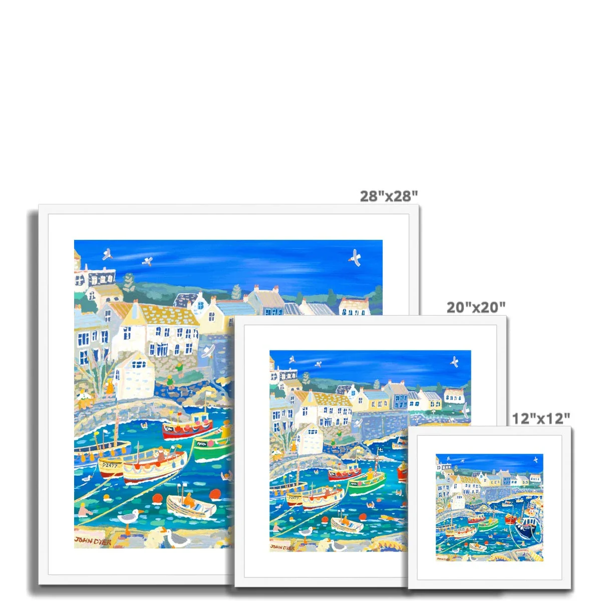 John Dyer Framed Open Edition Coastal Cornish Fine Art Print. 'Unloading the Catch, Coverack Harbour, Cornwall' - Image 7