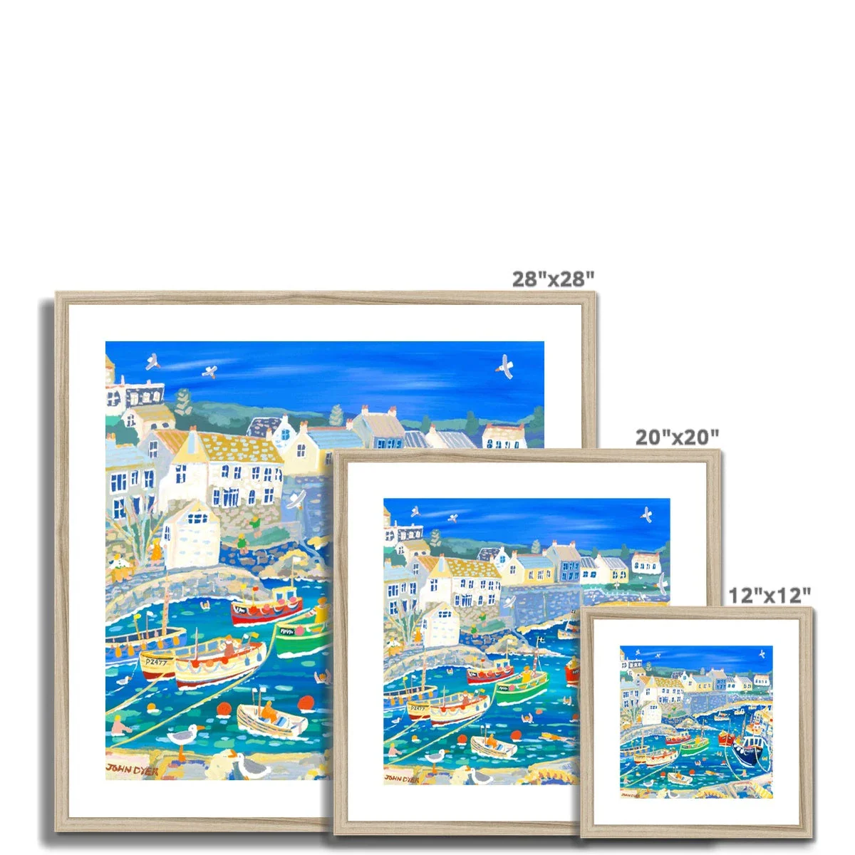 John Dyer Framed Open Edition Coastal Cornish Fine Art Print. 'Unloading the Catch, Coverack Harbour, Cornwall' - Image 8