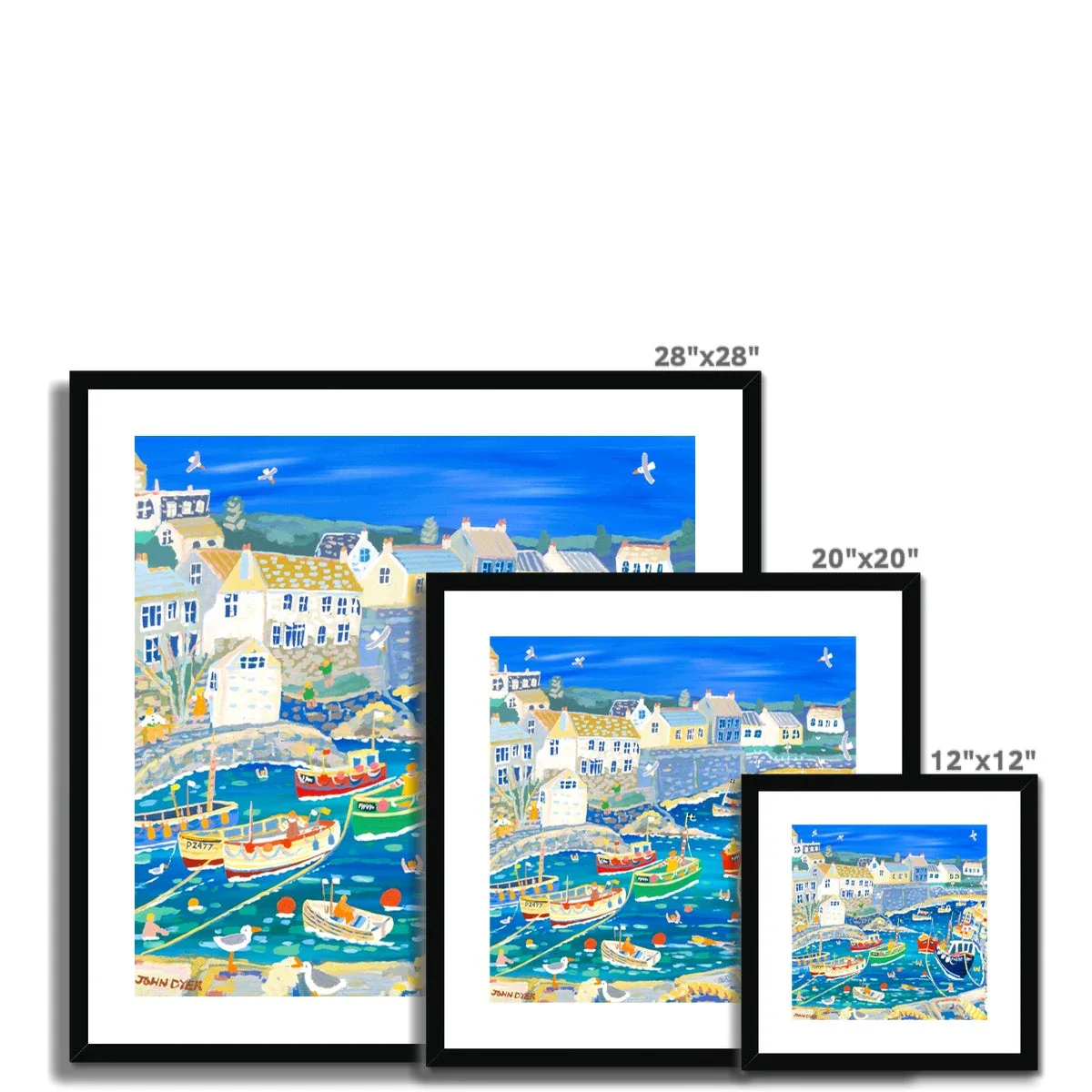 John Dyer Framed Open Edition Coastal Cornish Fine Art Print. 'Unloading the Catch, Coverack Harbour, Cornwall' - Image 9
