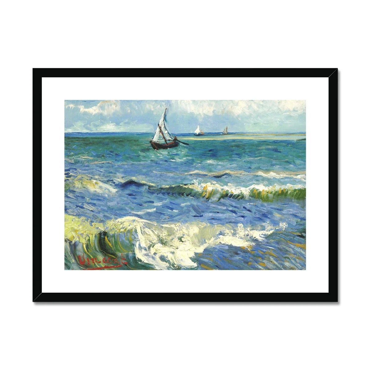 Vincent Van Gogh Framed Open Edition Art Print. 'Seascape near Les Saintes-Maries-de-la-Mer'. Art Gallery Historic Art - Image 2