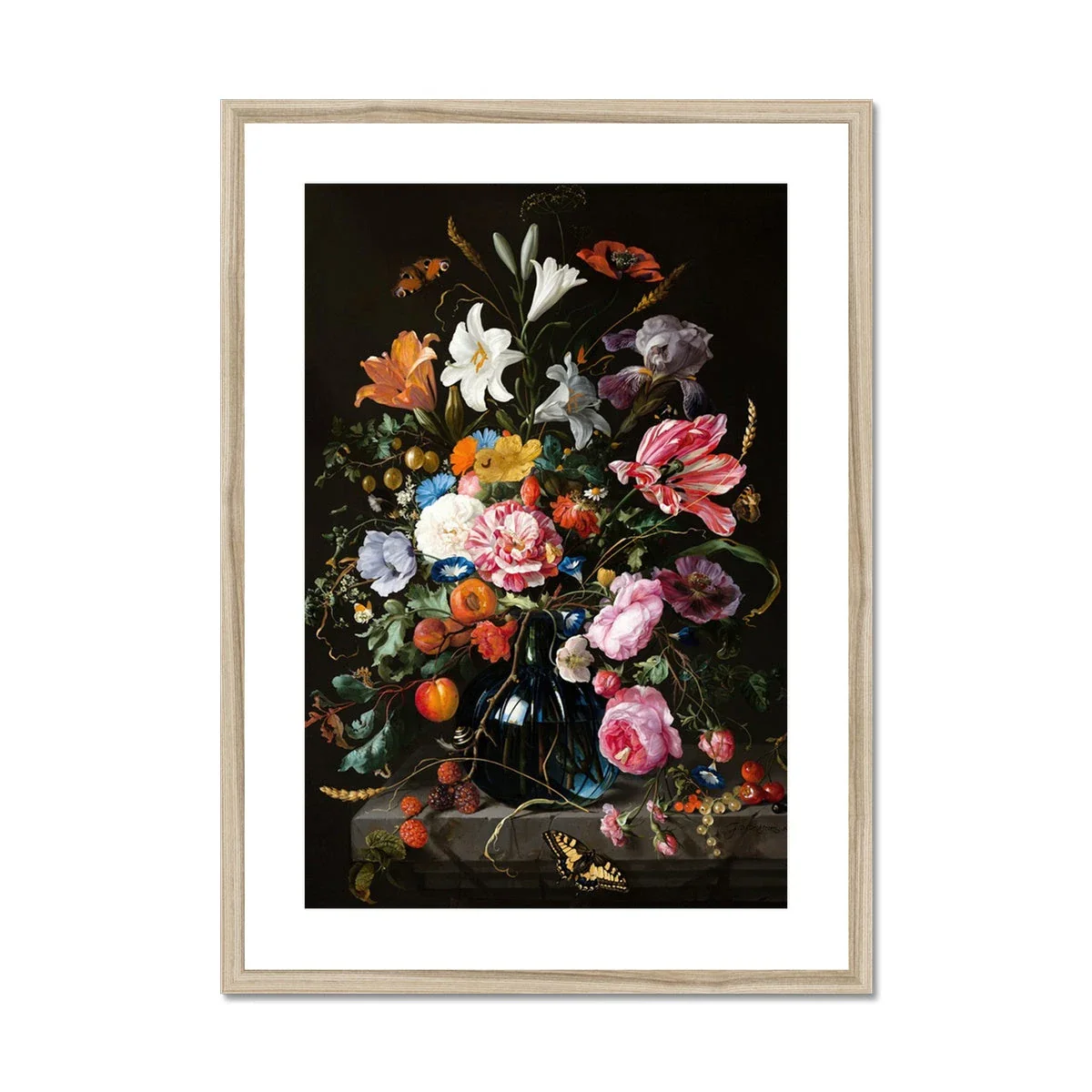 'Vase of Flowers'. Garden Flowers. Still Life by Jan Davidsz de Heem. Framed Open Edition Fine Art Print. Historic Art - Image 3