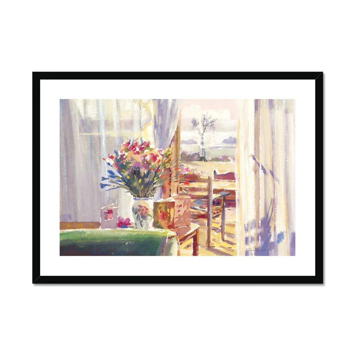 Ted Dyer Framed Open Edition Cornish Fine Art Print. 'View from our Room, Island Hotel, Tresco'. Cornwall Art Gallery - Image 2
