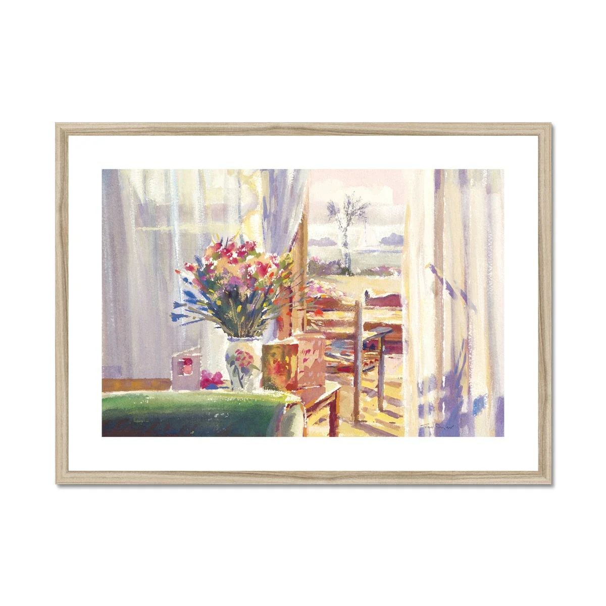 Ted Dyer Framed Open Edition Cornish Fine Art Print. 'View from our Room, Island Hotel, Tresco'. Cornwall Art Gallery - Image 3