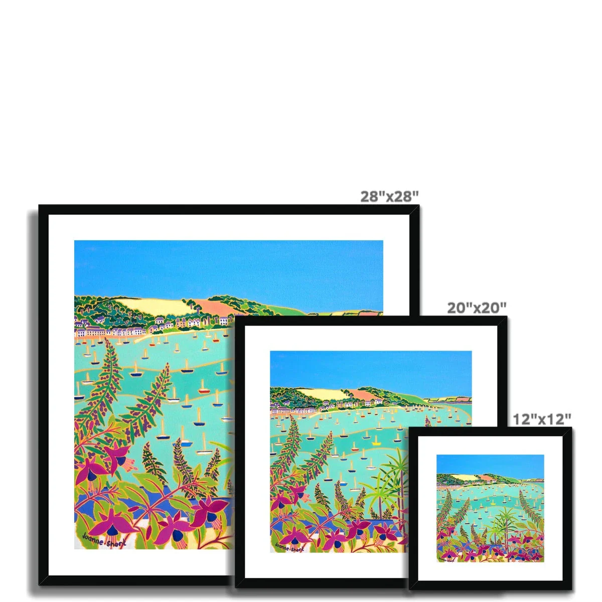 Joanne Short Framed Open Edition Cornish Fine Art Print. 'View through Summer Flowers to Trefusis Point, Falmouth'. Cornwall Art Gallery - Image 11
