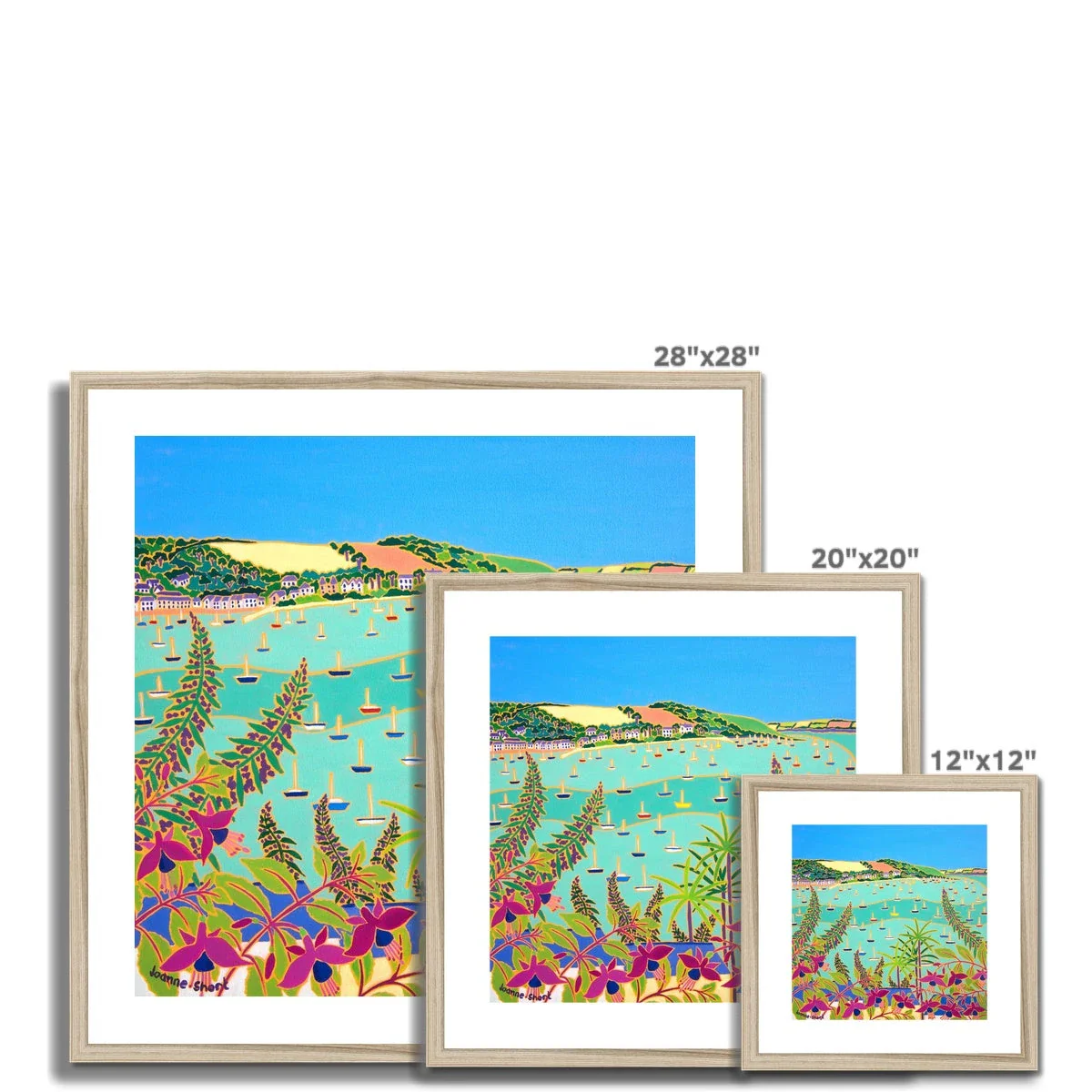 Joanne Short Framed Open Edition Cornish Fine Art Print. 'View through Summer Flowers to Trefusis Point, Falmouth'. Cornwall Art Gallery - Image 12