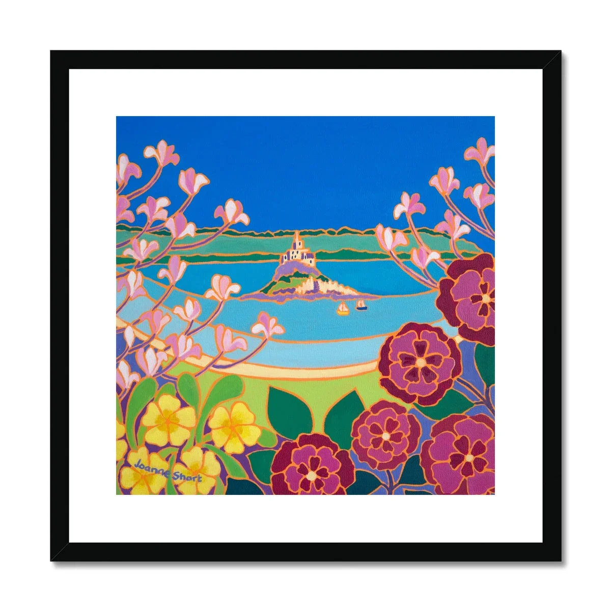 Joanne Short Framed Open Edition Cornish Fine Art Print. 'View through the Magnolias, St Michael's Mount'. Cornwall Art Gallery - Image 2
