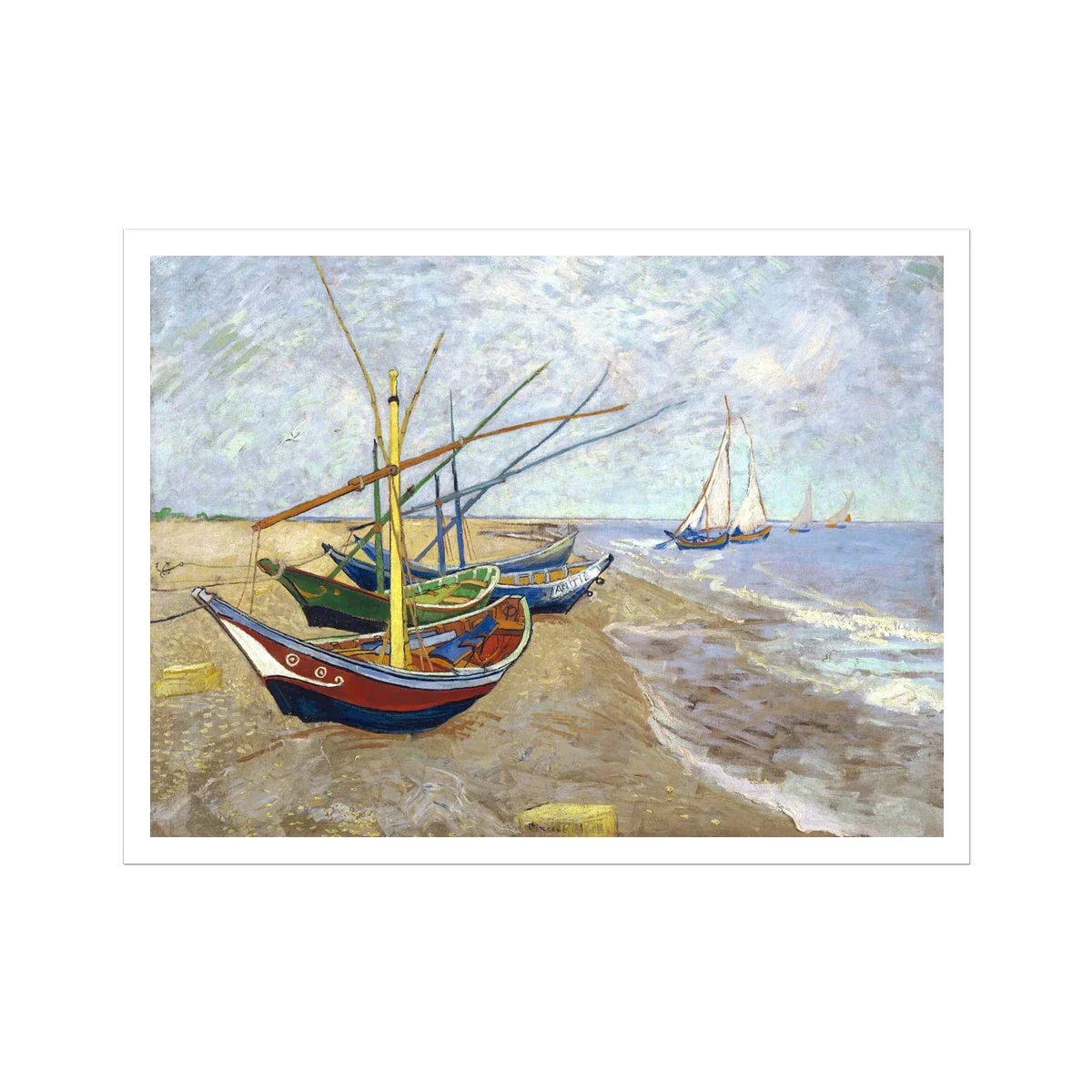 'Barques aux Saintes-Maries' by Vincent Van Gogh. Open Edition Fine Art Print. Art Gallery Historic Art