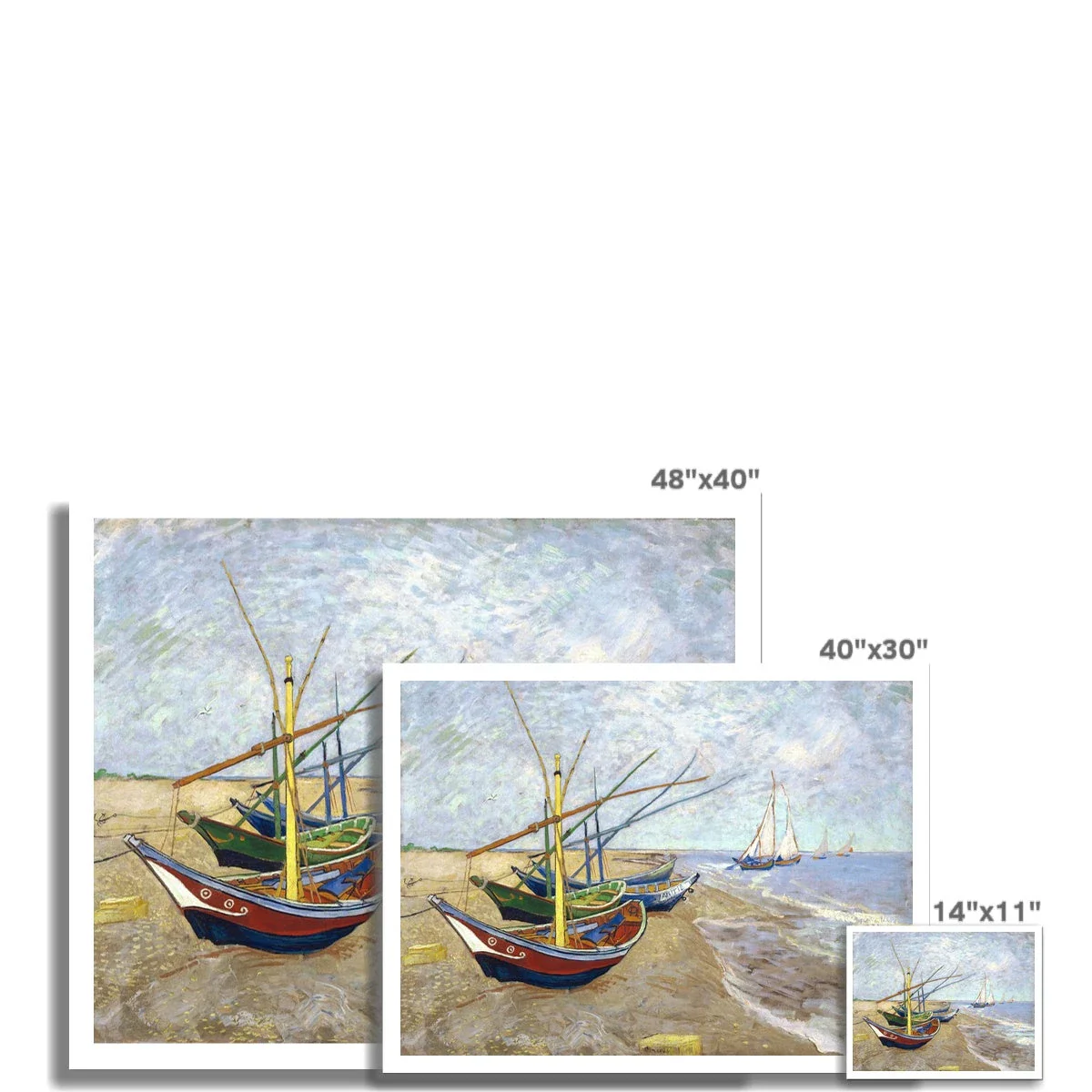 'Barques aux Saintes-Maries' by Vincent Van Gogh. Open Edition Fine Art Print. Art Gallery Historic Art - Image 3