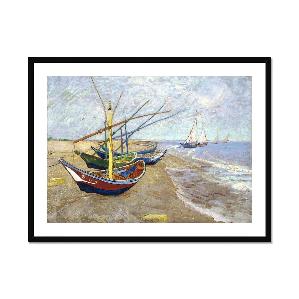 Vincent Van Gogh Framed Open Edition Art Print. 'Barques aux Saintes-Maries'. Art Gallery Historic Art - Image 2