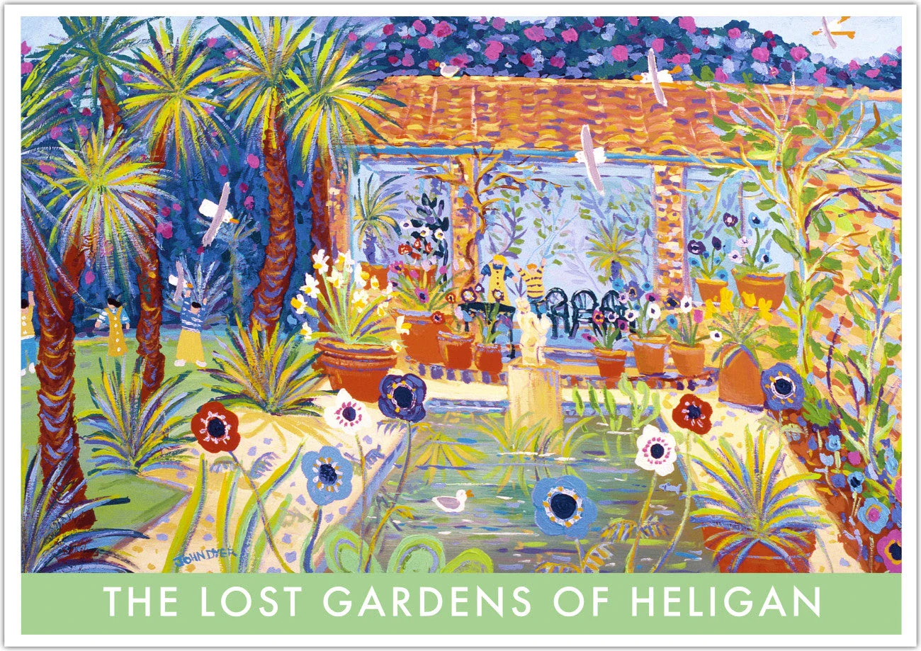 Vintage Style Travel Art Poster Print. The Lost Gardens of Heligan. Italian Garden by Cornish Artist John Dyer