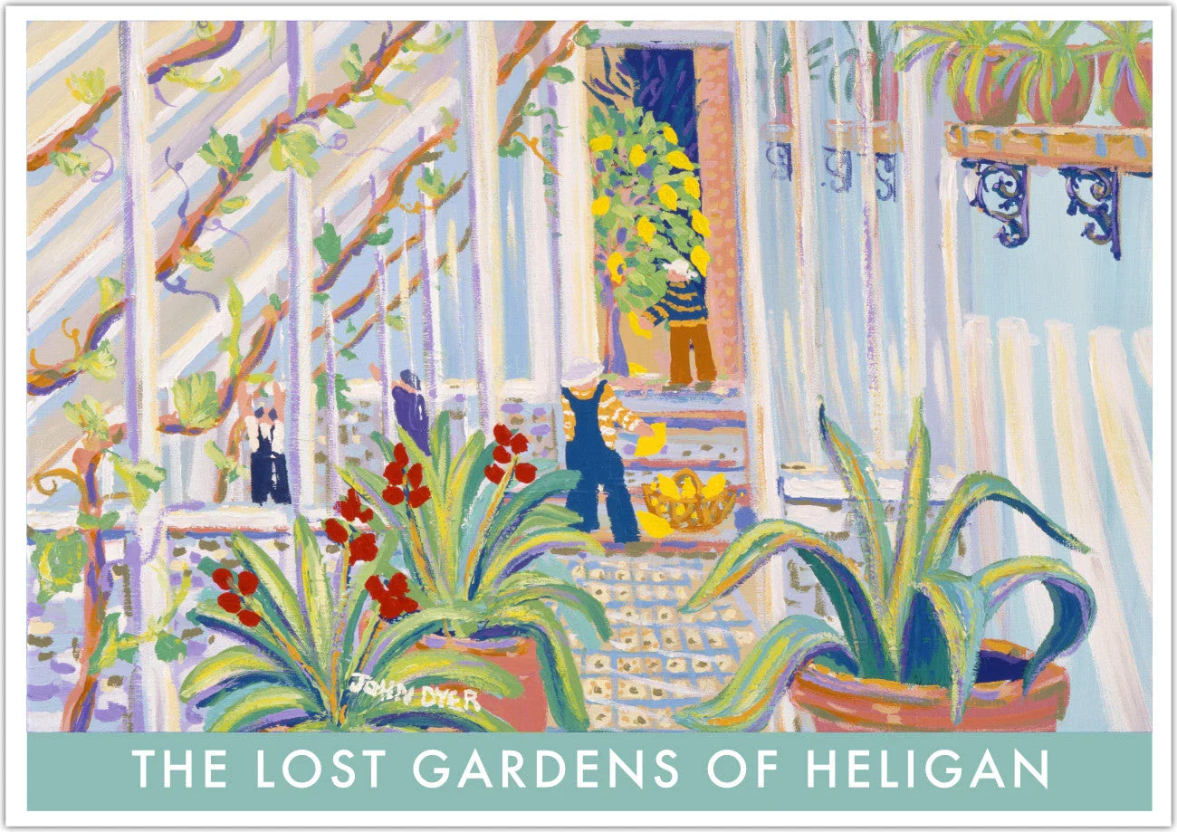 Vintage Style Travel Art Poster Print. The Lost Gardens of Heligan. Lemons in the Greenhouse. Cornish Artist John Dyer
