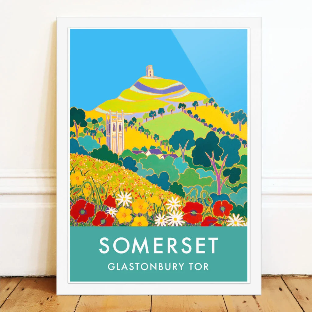 Vintage Style Travel Poster Print by Joanne Short of Glastonbury Tor, Somerset - Image 2
