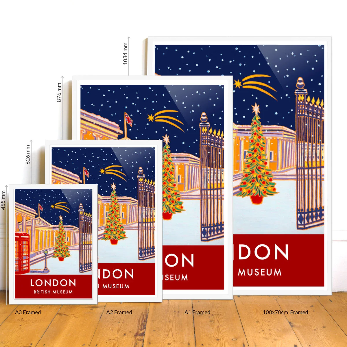 Vintage Style Travel Art Poster Print by Joanne Short of The British Museum, London. Christmas. - Image 3
