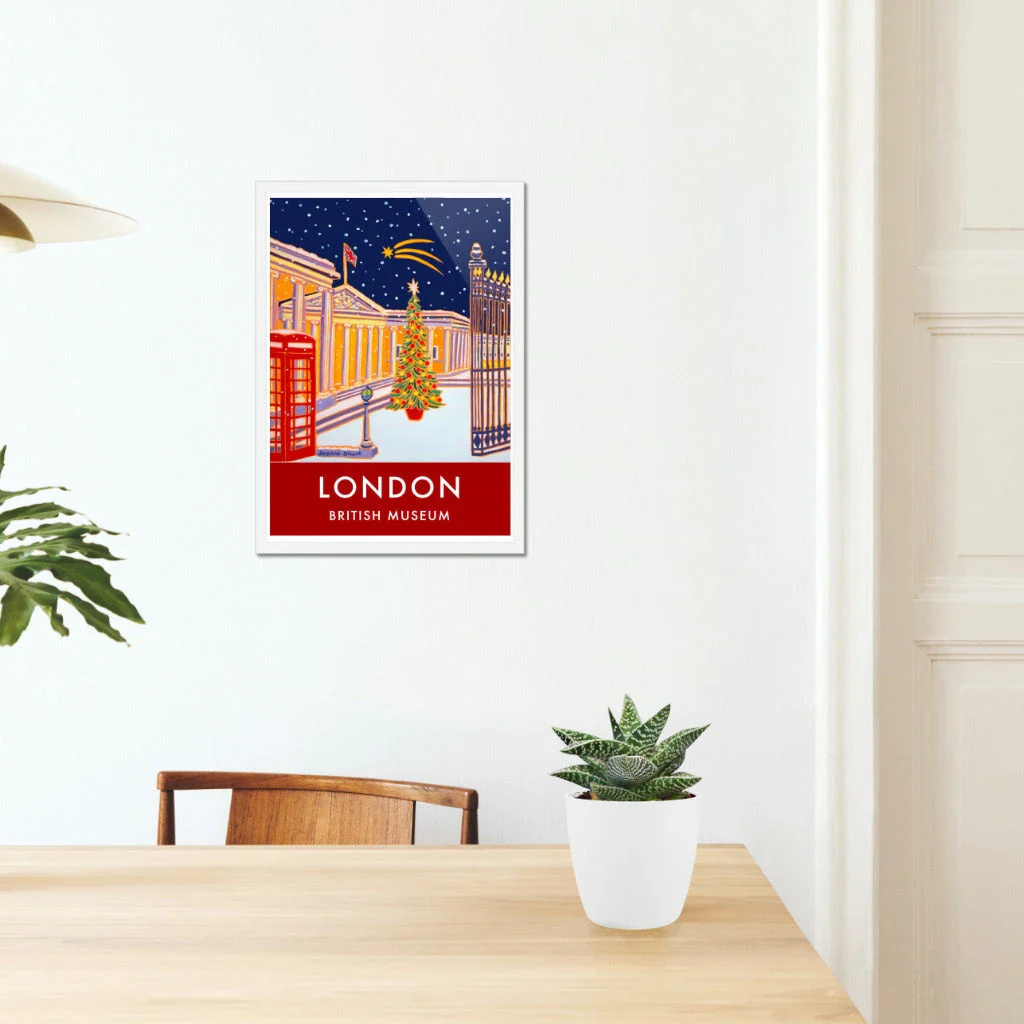 Vintage Style Travel Art Poster Print by Joanne Short of The British Museum, London. Christmas. - Image 5