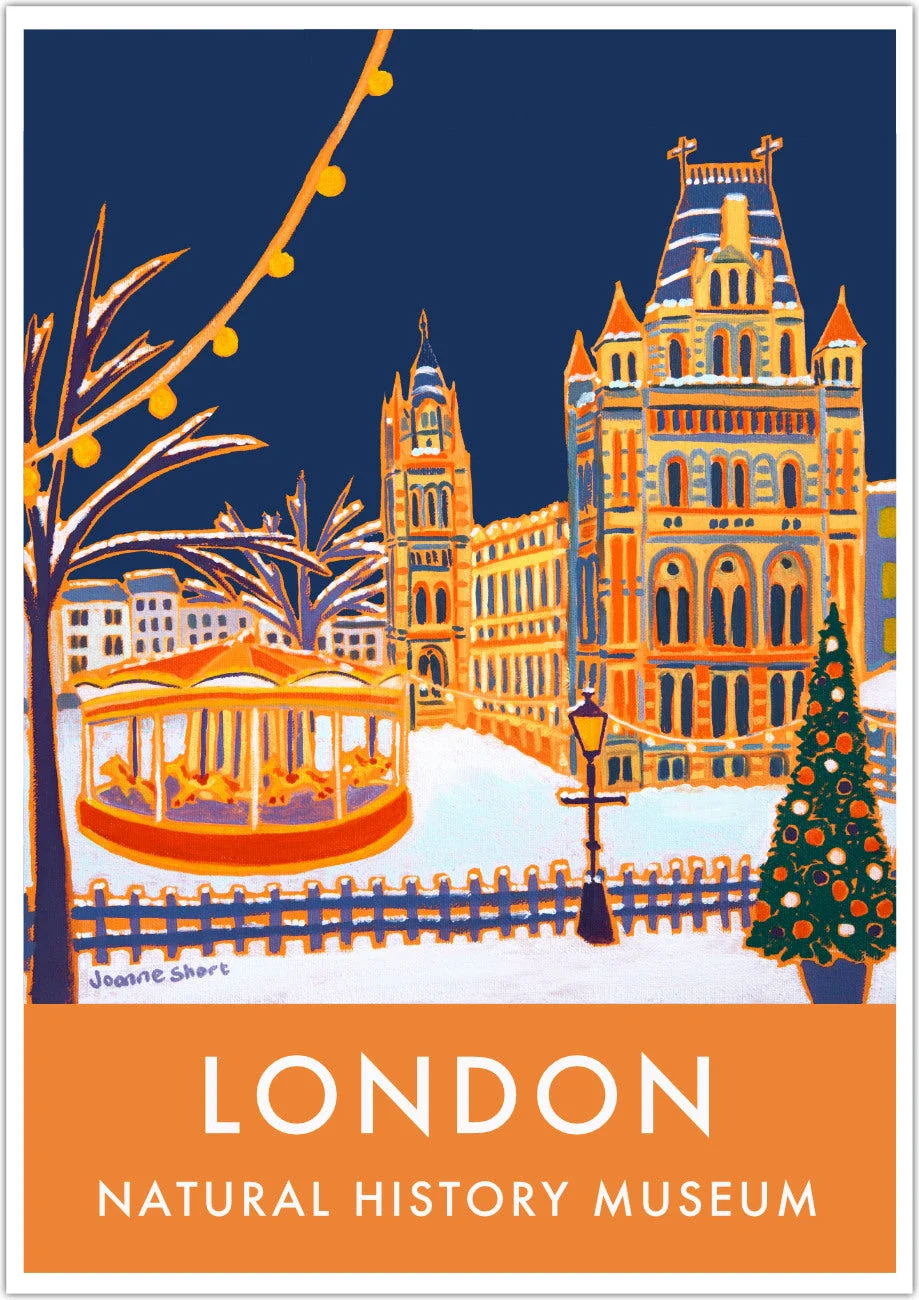 Vintage Style London Travel Poster Print by Joanne Short of The Natural History Museum, London