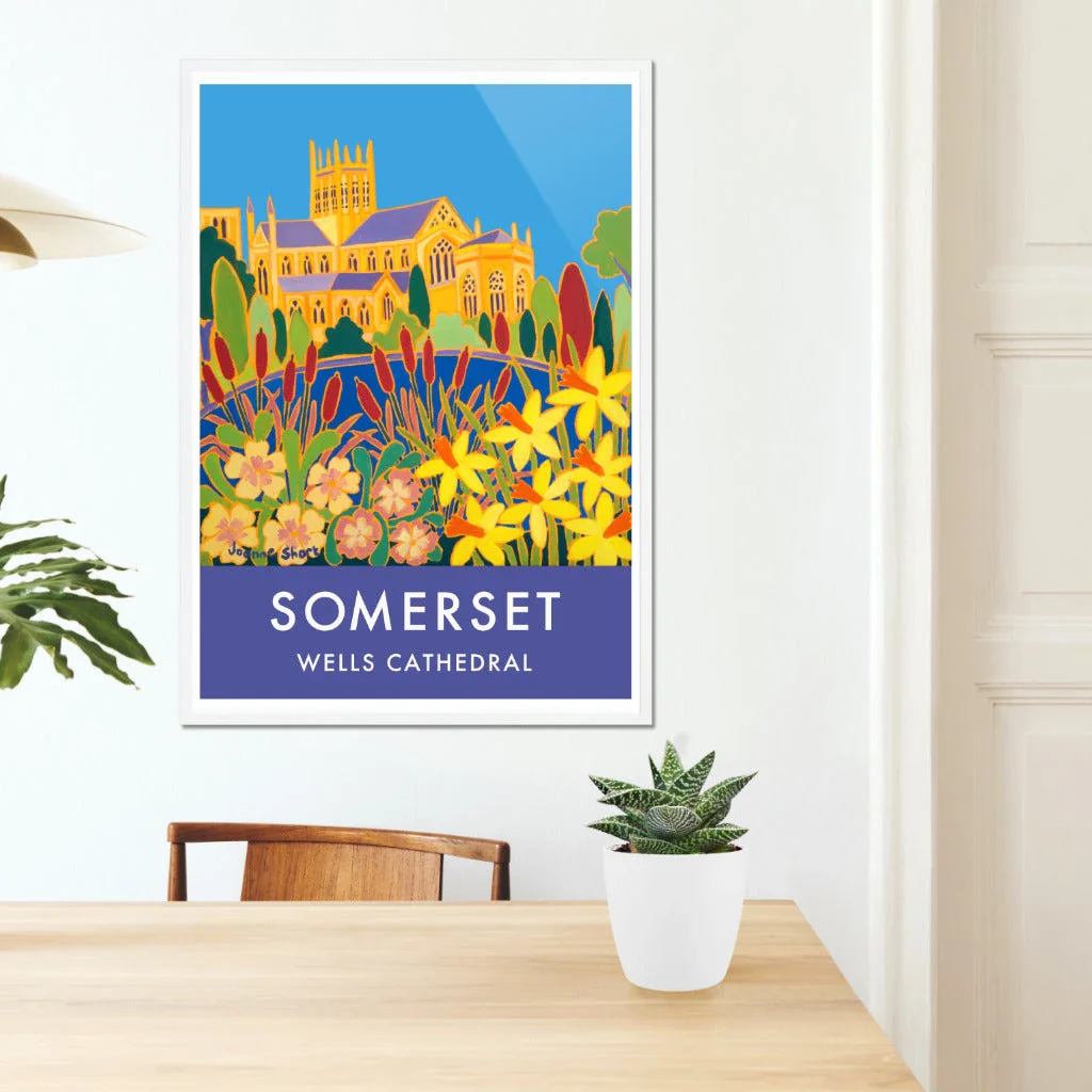 Vintage Style Travel Poster by Joanne Short of Wells Cathedral in Somerset. Bishop's Palace Garden - Image 7