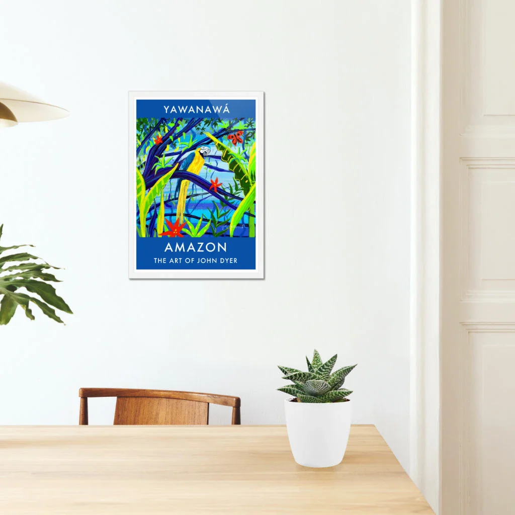 Vintage Style Wall Art Jungle Poster Art Print by John Dyer. Amazon Rainforest Blue and Yellow Macaw Parrot. Animal Art Prints - Image 5