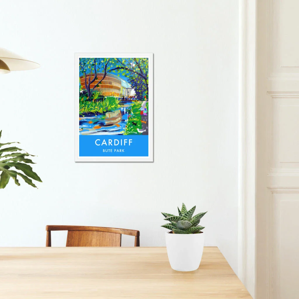 Vintage Style Travel Art Poster Print by John Dyer. Cardiff, Bute Park Garden in Wales. RWCMD - Image 6