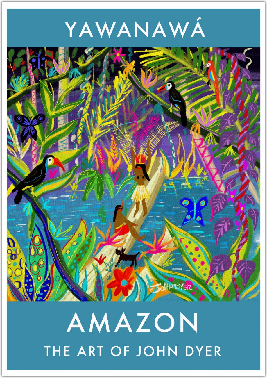 Vintage Style Travel Art Poster Print by John Dyer. Sacred Amazon Rainforest Jungle.
