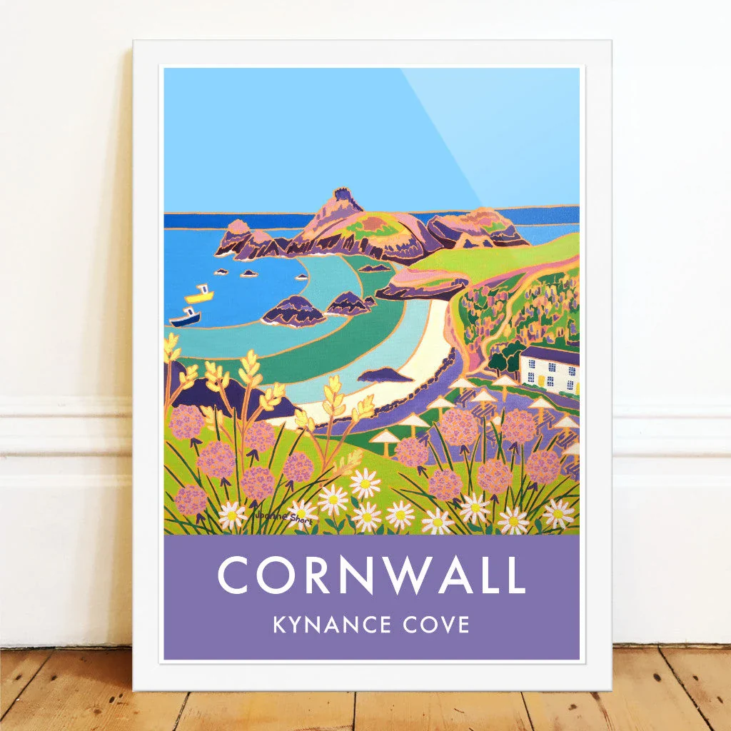 Vintage Style Travel Wall Art Poster Print of Kynance Cove Beach by Cornish Artist Joanne Short - Image 2